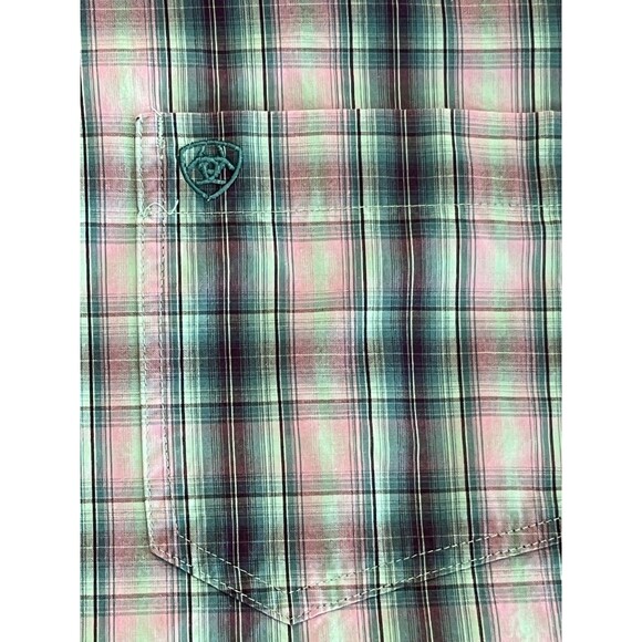 Ariat Shirt Pro Series Everman Button Down Mens Size XLT Plaid Long Sleeve Blues - Picture 6 of 8